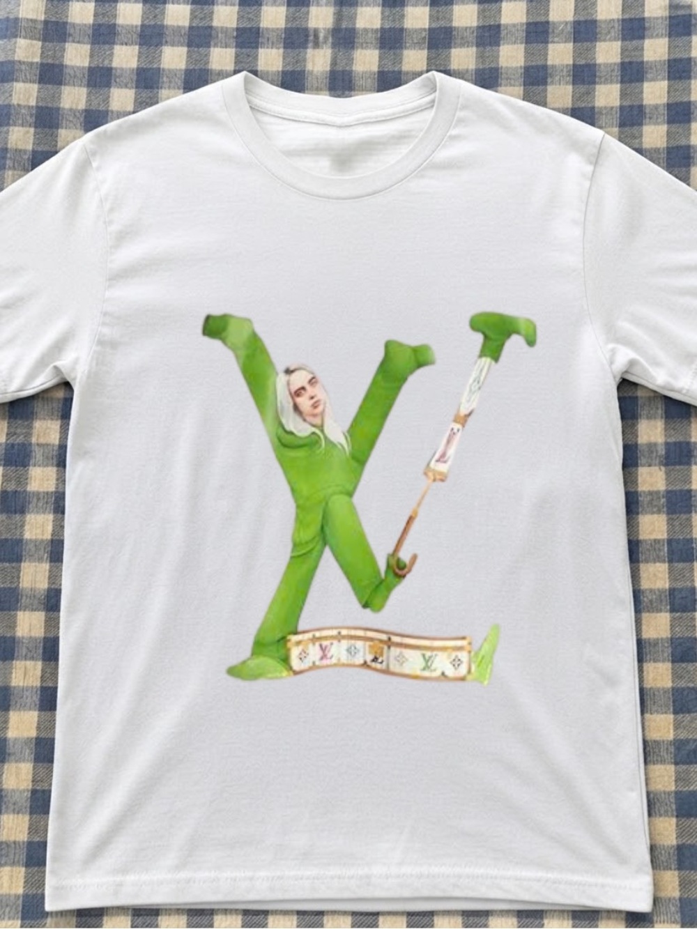 Gildan White L-V Graphic Tee with Bright Green Graphic